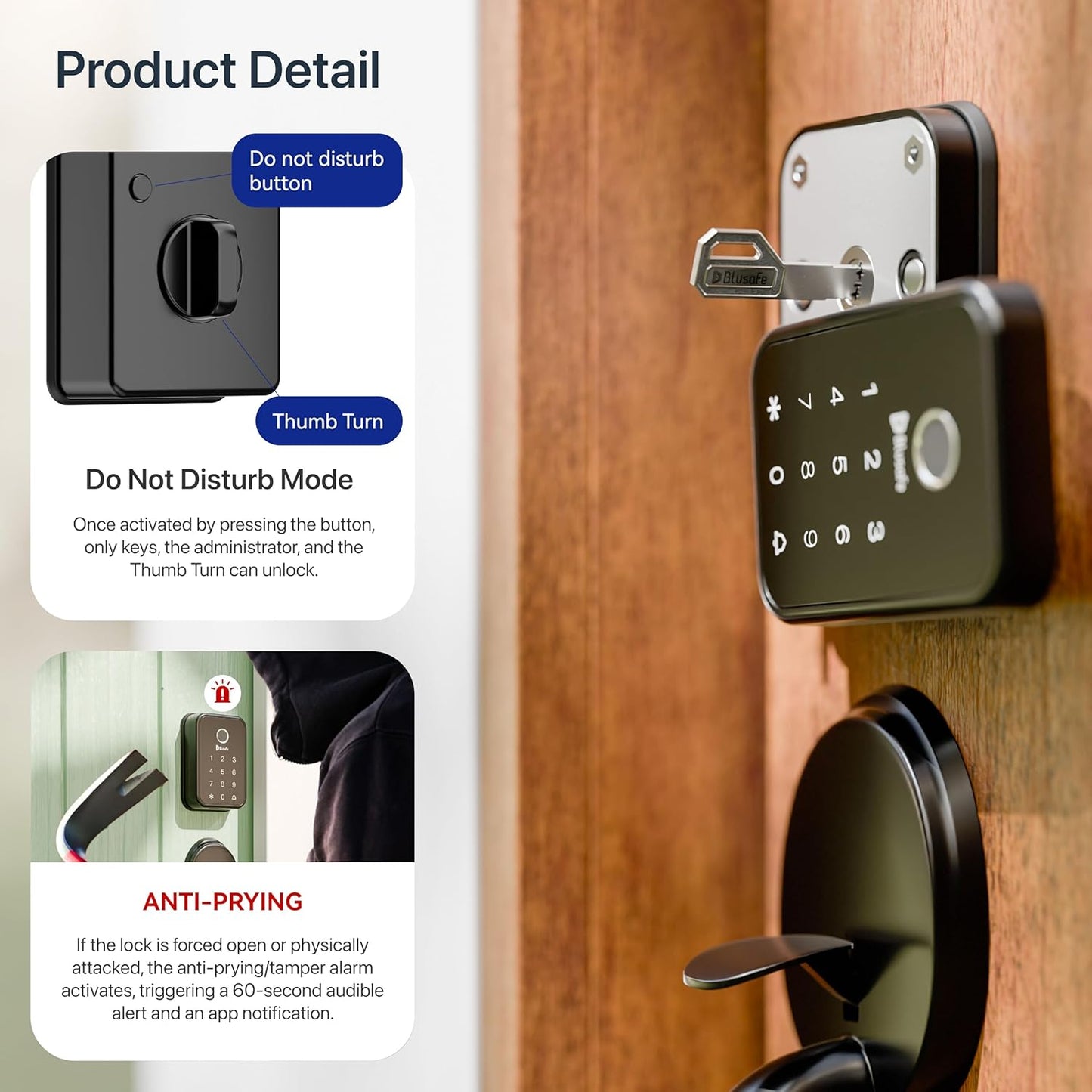 Cloud+Big Handle Fingerprint Door Lock Smart Locks for Front Door Keyless Entry Door Lock Handle Set