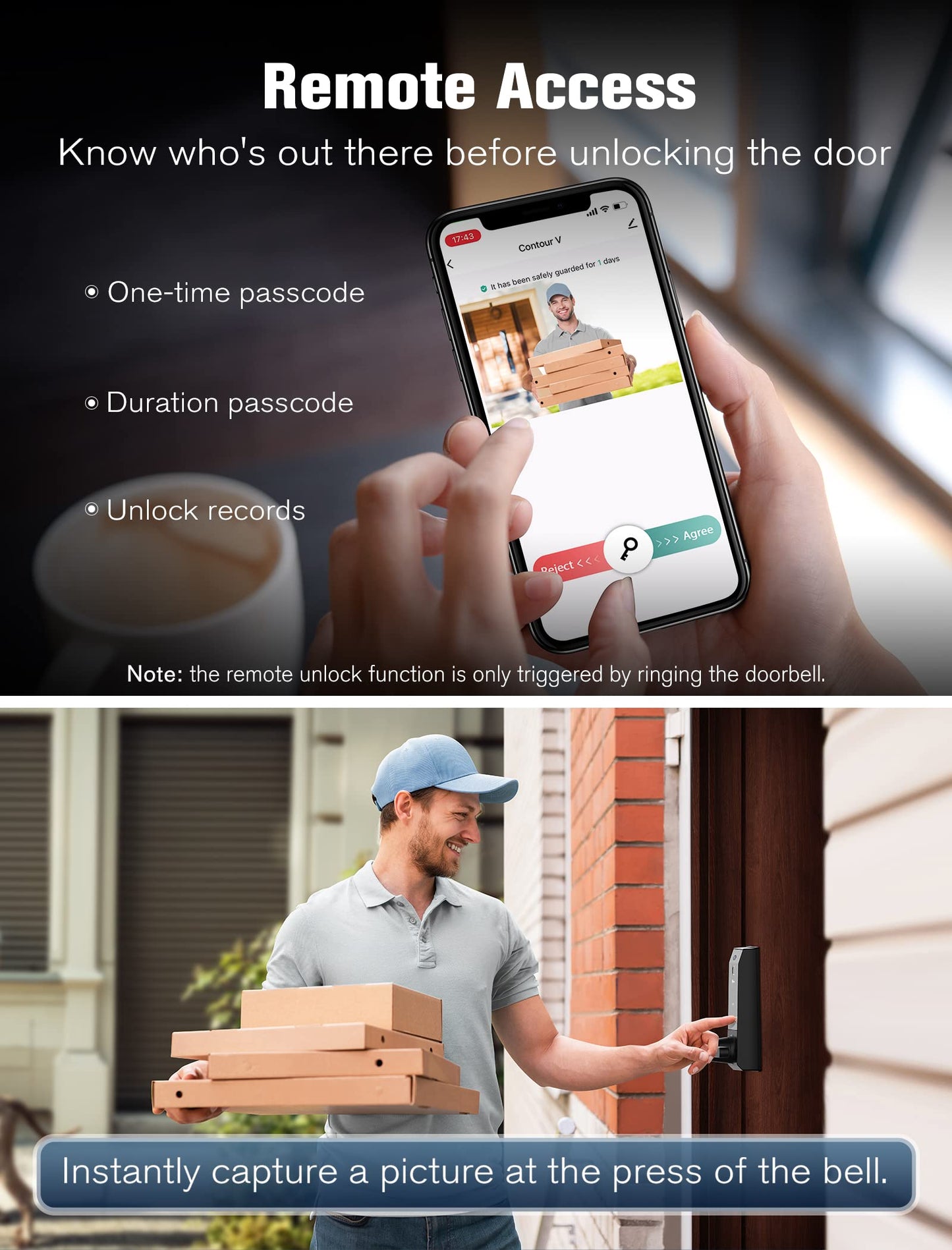 Contour V 2nd Smart Lock Ring Doorbell Fingerprint Deadbolt for Homeowners