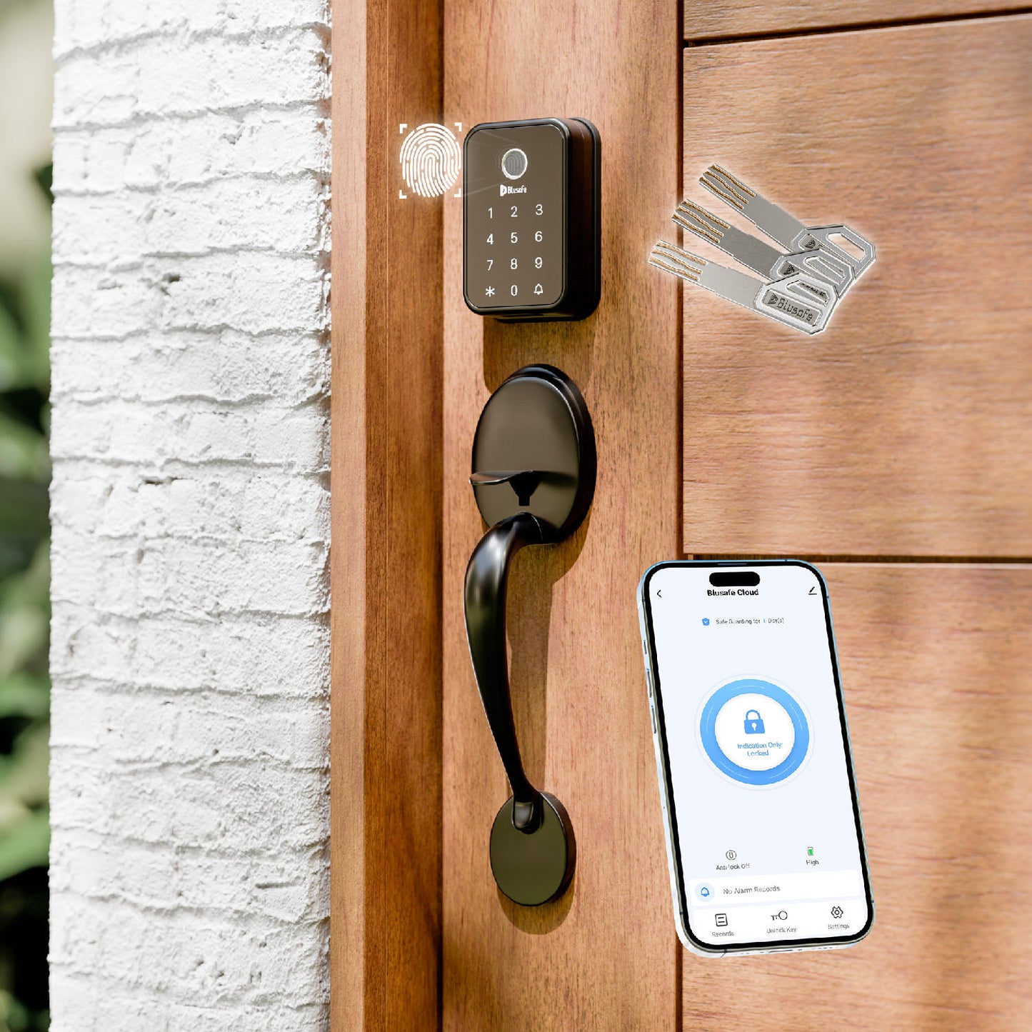 Cloud+Big Handle Fingerprint Door Lock Smart Locks for Front Door Keyless Entry Door Lock Handle Set