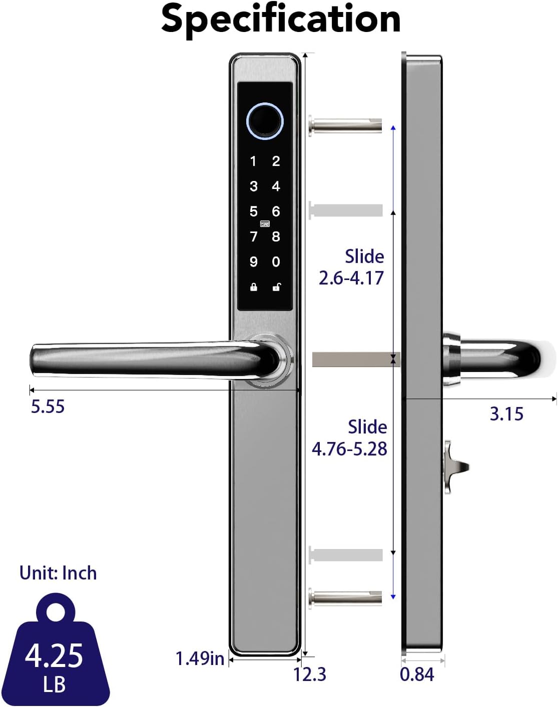 Origin Smart Plus（OSP）Fingerprint Door Lock with Keypad，Front Door Children Proof Deadbolt