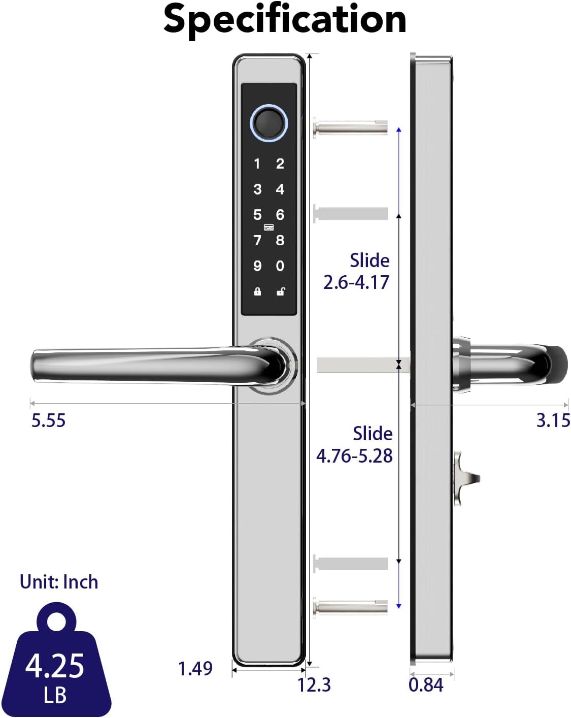 Origin Smart Plus（OSP）Fingerprint Door Lock with Keypad，Front Door Children Proof Deadbolt