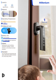 Millennium 2 Smart Keypad Window Handle Lock, Black