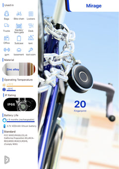 Mirage Short Shackle, Smart Fingerprint Padlock