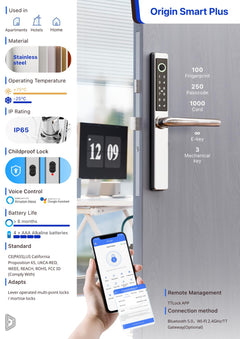 Blusafe Origin Smart Plus Smart Handle — Black, Frosted Silver or Mirror Silver product image