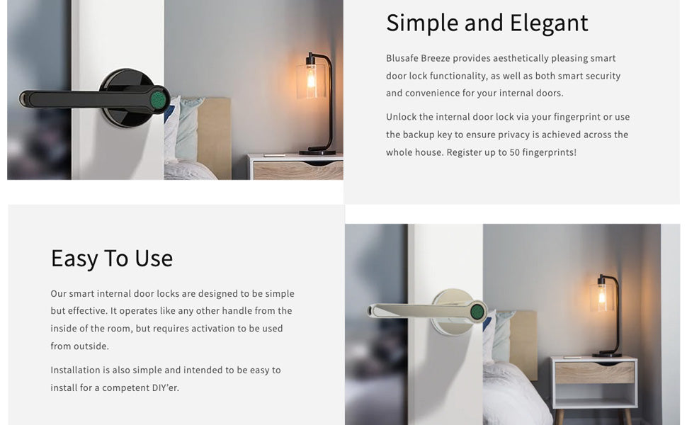 Breeze Fingerprint Door Lock Door Knob Keyless Entry Door Lock Window Lock