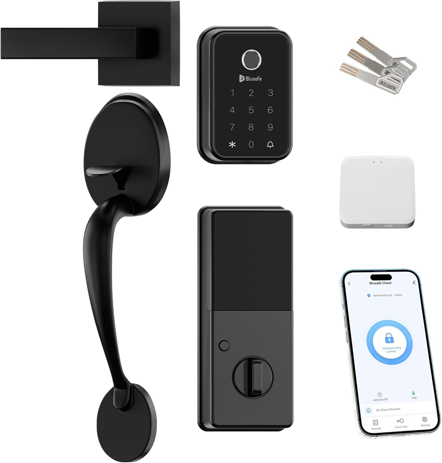 Cloud+Big Handle Fingerprint Door Lock Smart Locks for Front Door Keyless Entry Door Lock Handle Set