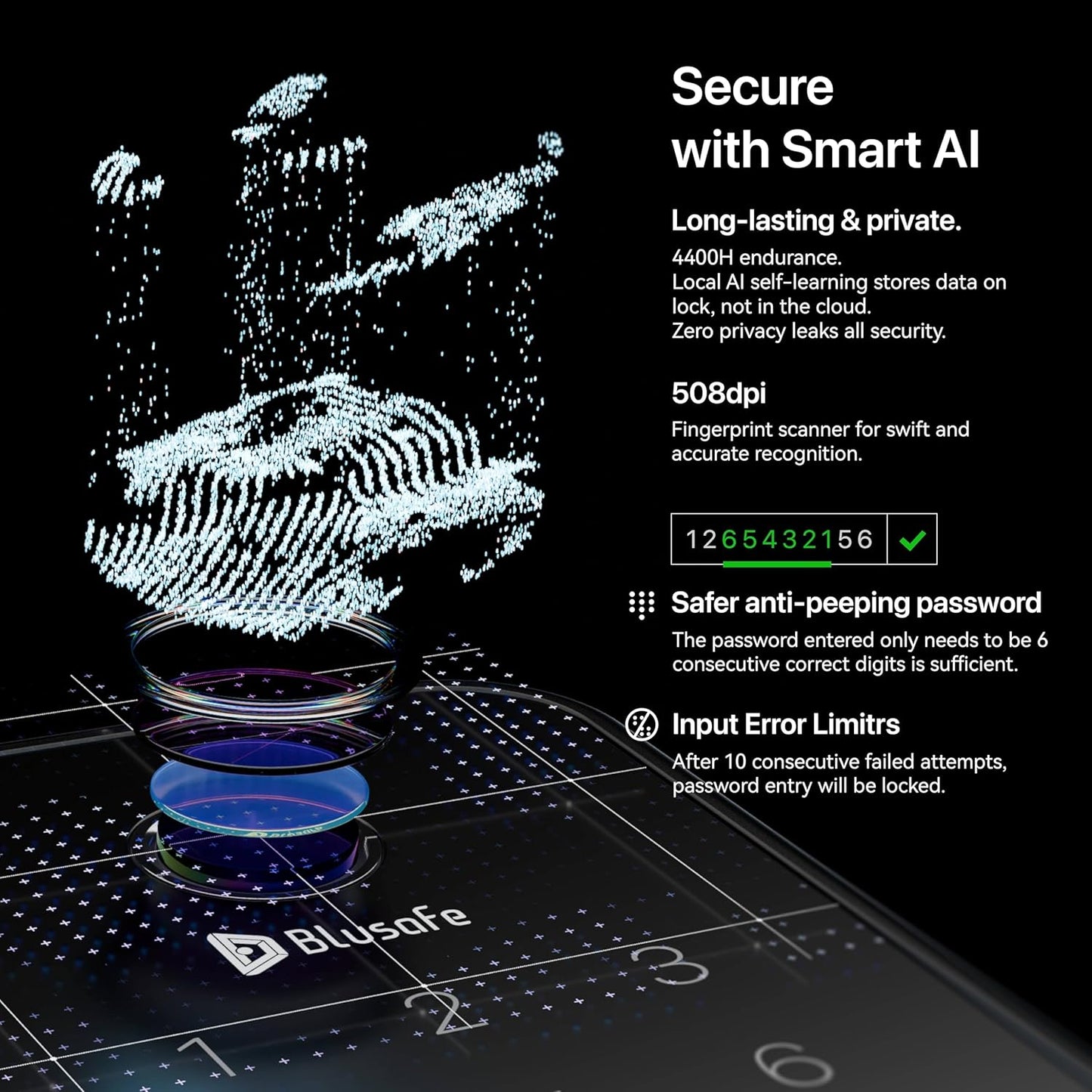 Cloud+Big Handle Fingerprint Door Lock Smart Locks for Front Door Keyless Entry Door Lock Handle Set