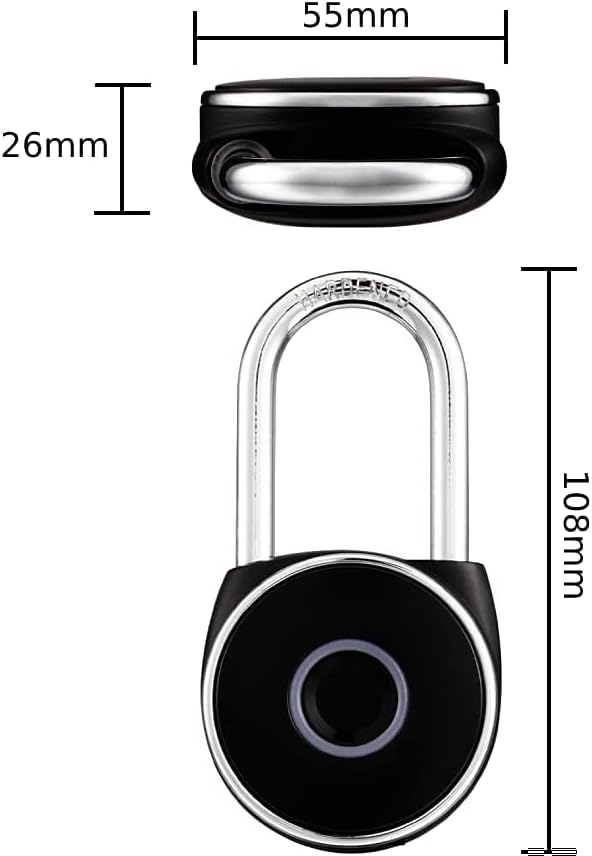 Blusafe Fingerprint Padlock, Smart Fingerprint Padlock, Anti-Theft, IP66, 20 Fingerprints
