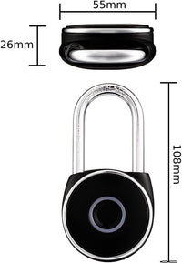 Blusafe Fingerprint Padlock, Smart Fingerprint Padlock, Anti-Theft, IP66, 20 Fingerprints