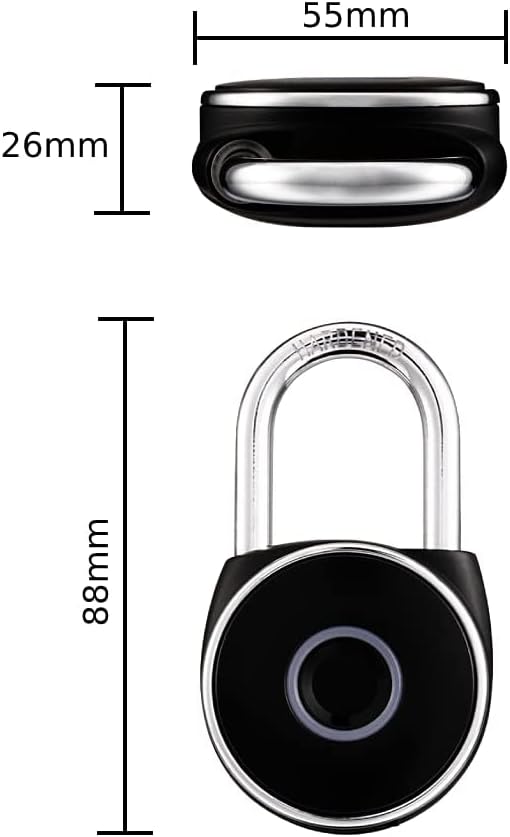 Blusafe Fingerprint Padlock, Smart Fingerprint Padlock, Anti-Theft, IP66, 20 Fingerprints
