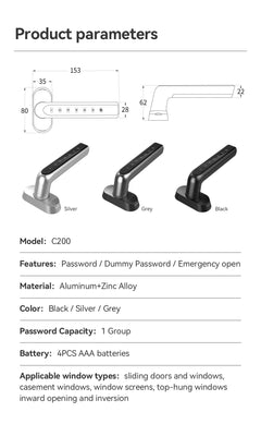 Millennium 2 Smart Keypad Window Handle Lock, Black