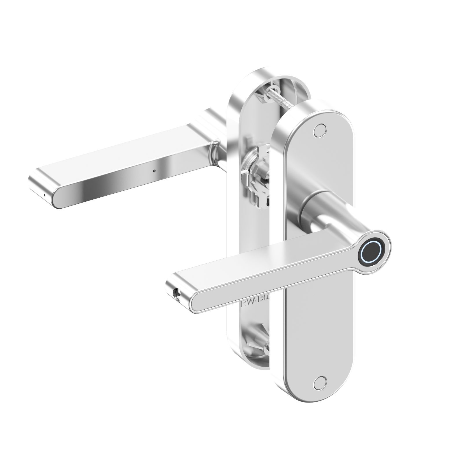 Blusafe Breeze Long Backplate Fingerprint Door Handle — Black or Satin Chrome