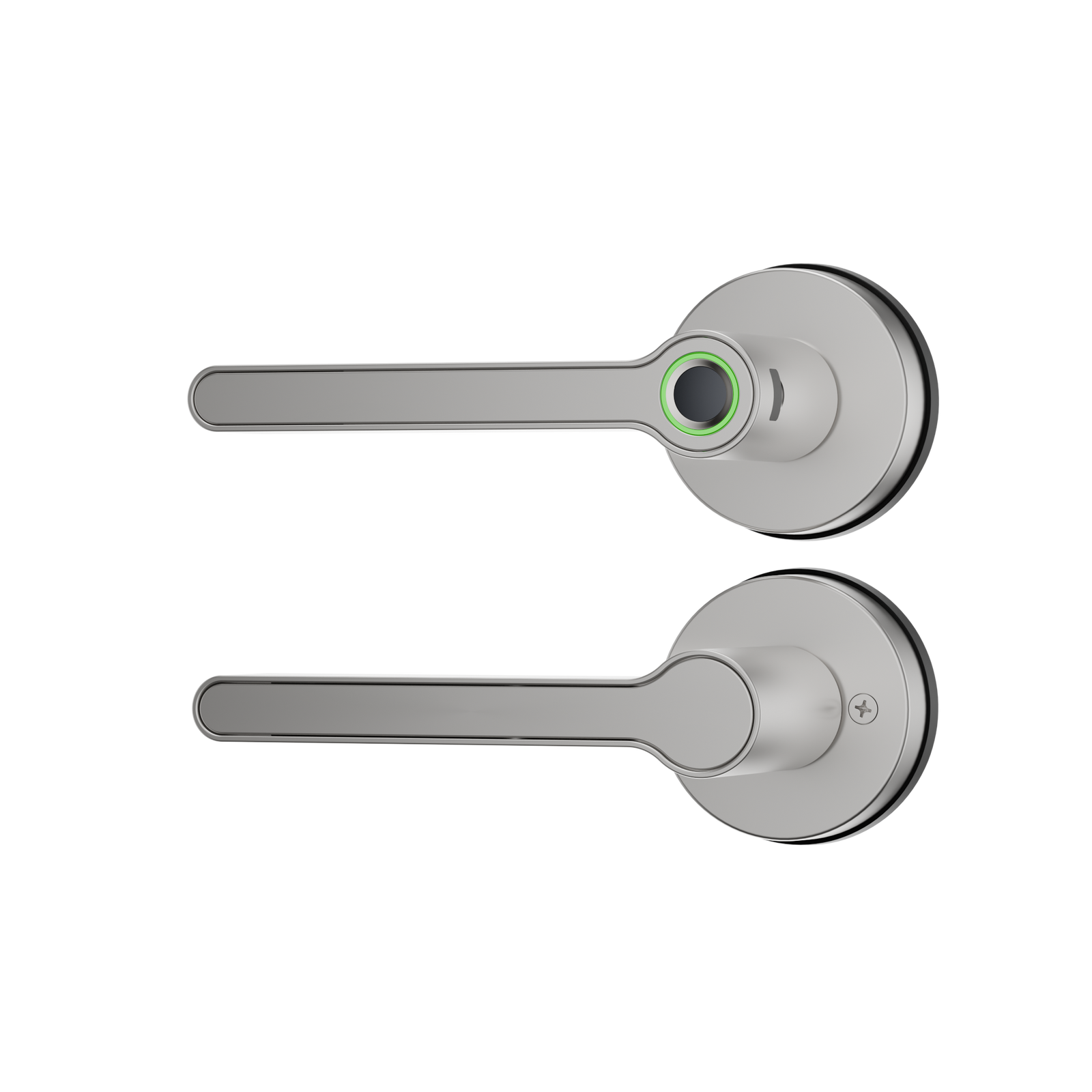 Blusafe Breeze Rose Fingerprint Door Handle — Black, Chrome or Satin Chrome - Satin Chrome
