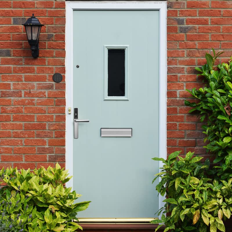 Origin Smart Keyless Door Handle for Home Security, App Control, Key Card, Remote Lock/Unlock (Satin Chrome)