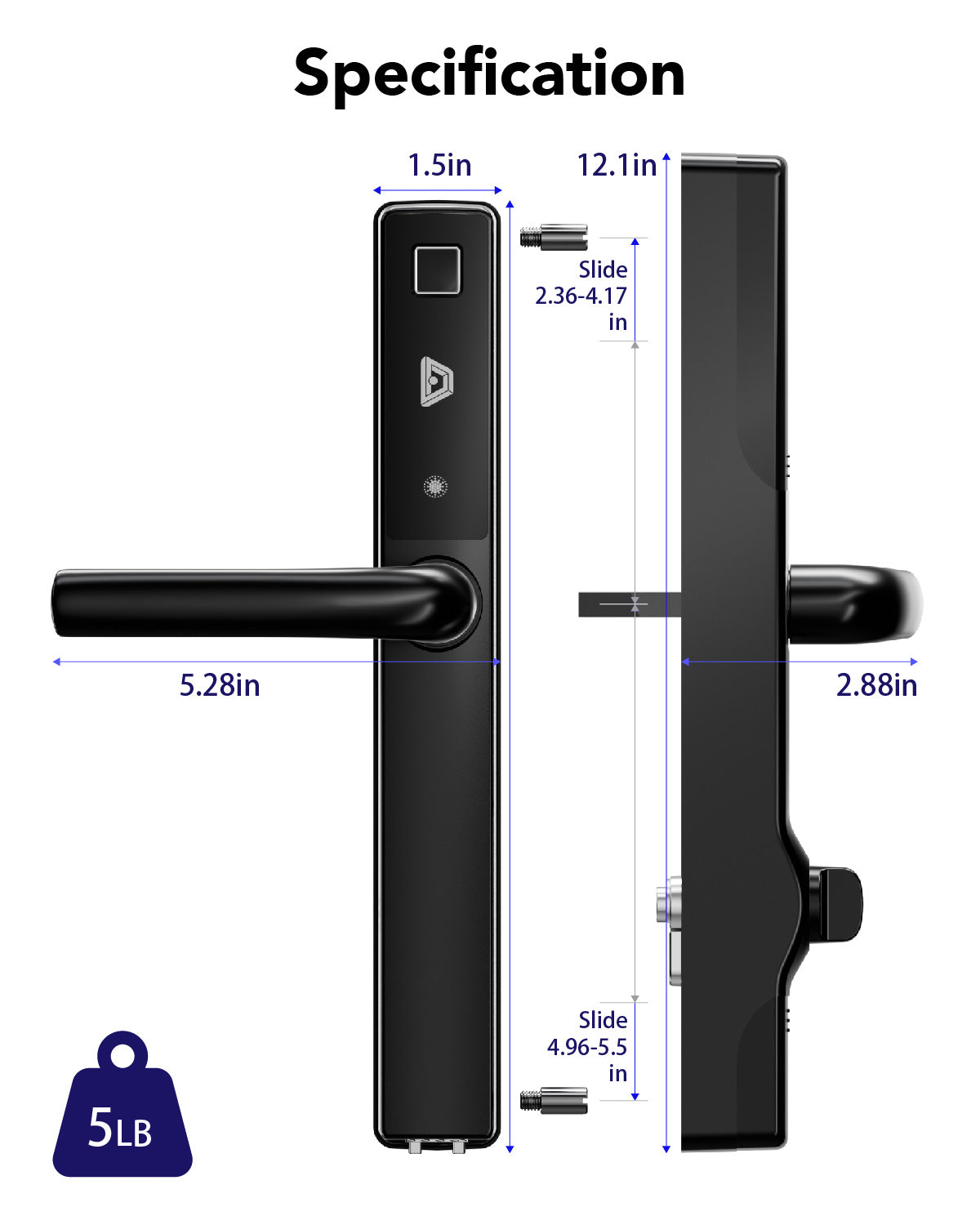 OS Smart Lock, 92PZ Cerradura multipunto con pestillo de elevación y cerradura de embutir, negro