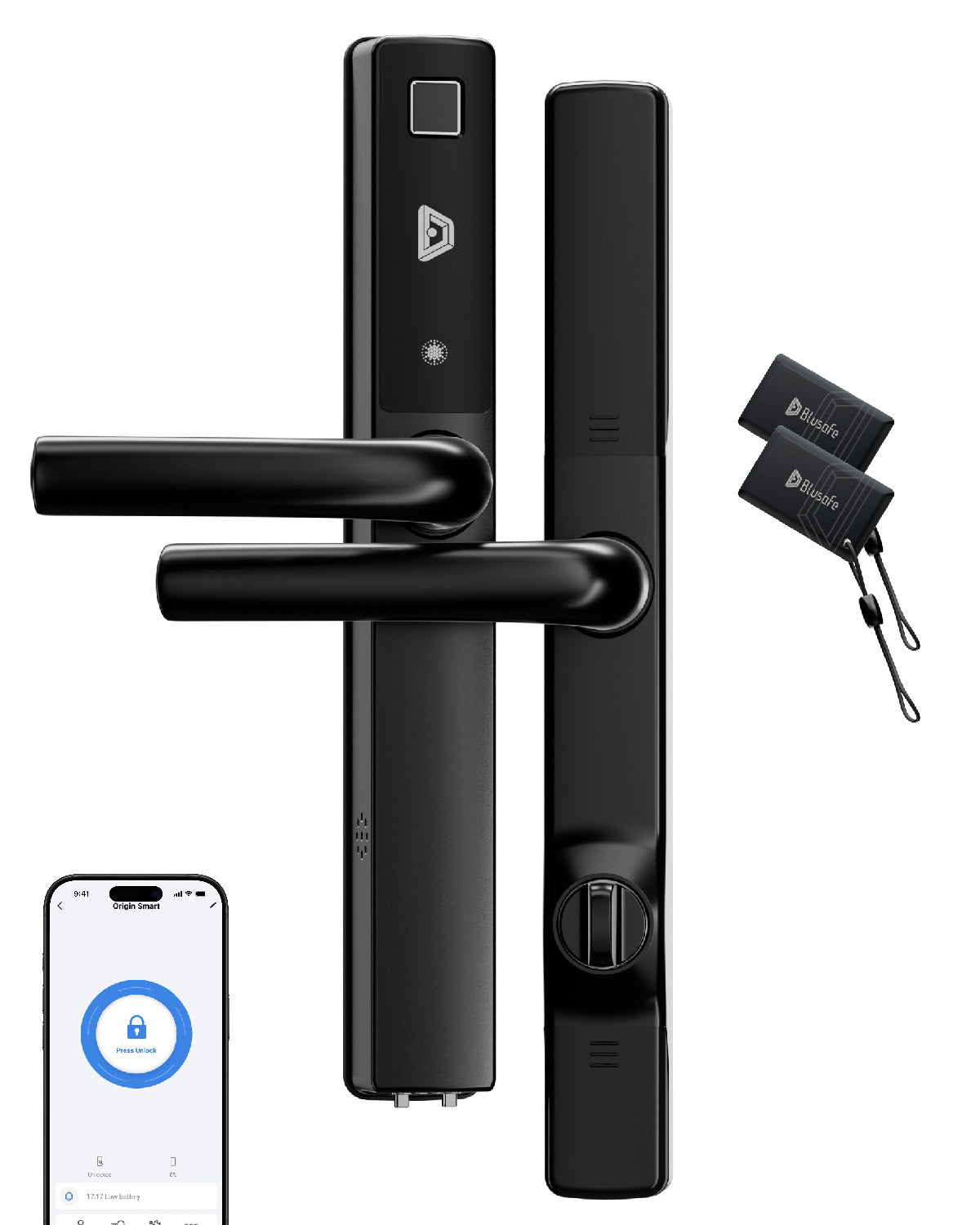 OS Smart Lock, 92PZ Cerradura multipunto con pestillo de elevación y cerradura de embutir, negro