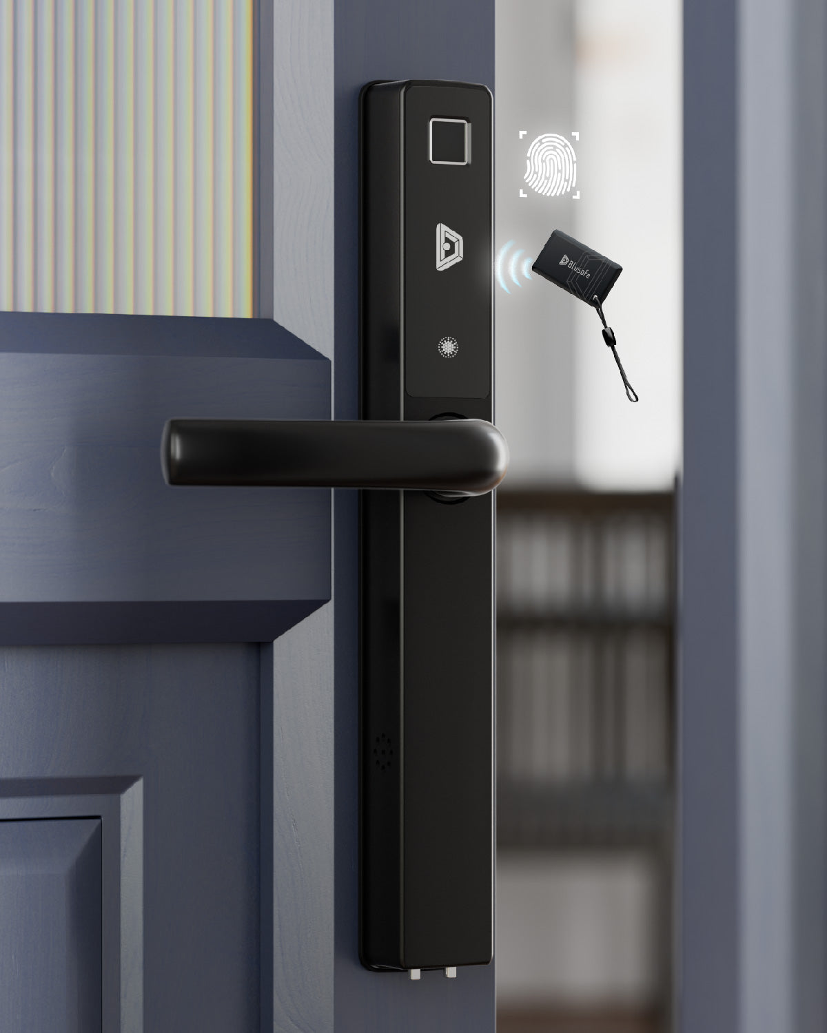 OS Smart Lock, 92PZ Cerradura multipunto con pestillo de elevación y cerradura de embutir, negro